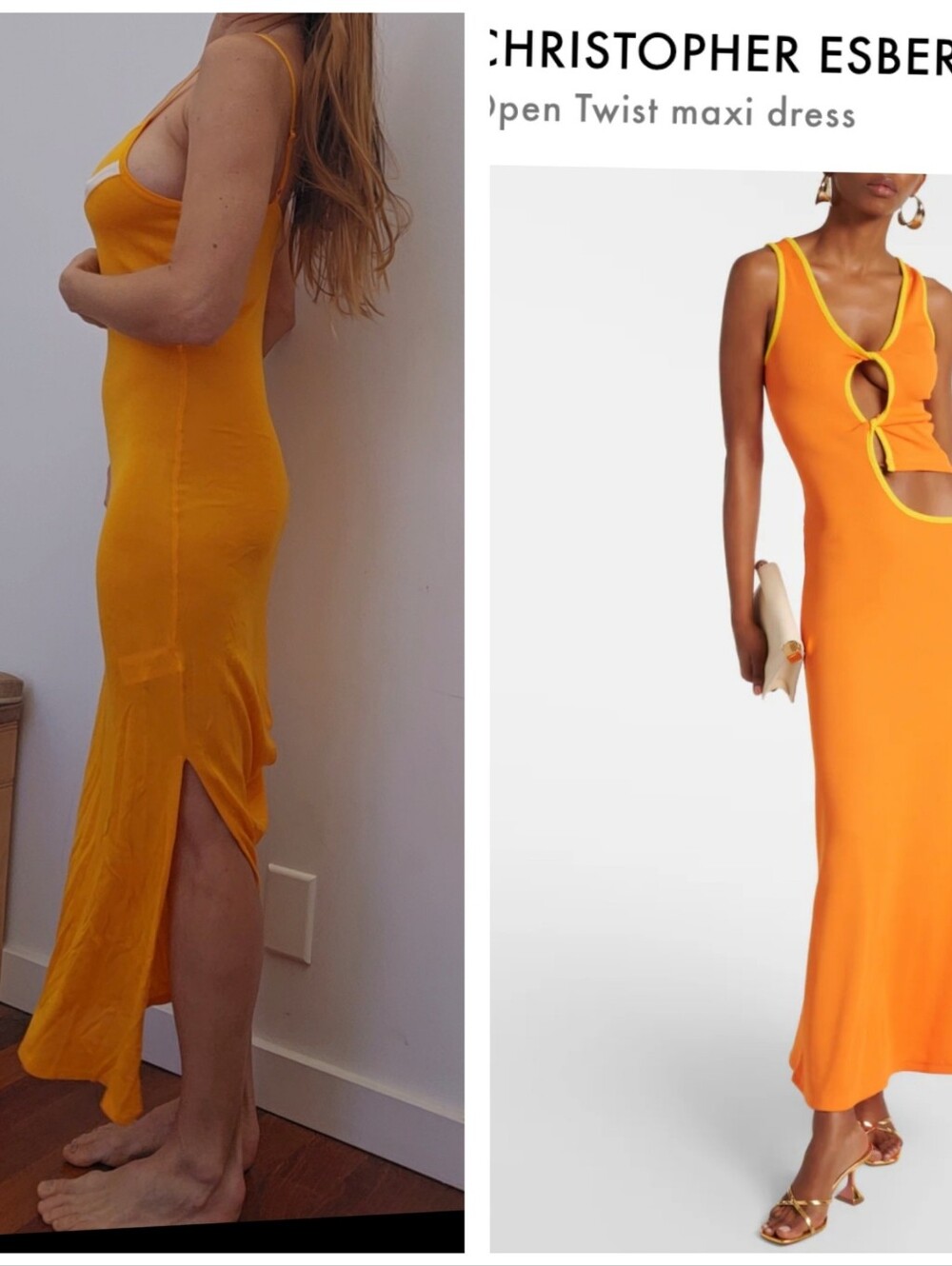 Australian Vacation Going out Orange Summer Knit W Contrast Open Cut Dress S